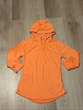 Nike Running 3/4 Sleeve Orange Hooded Half-Zip Athletic Pullover Sz Small